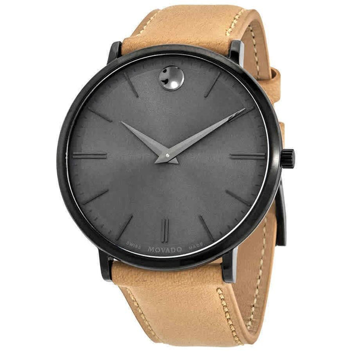 Movado Ultra Slim Quartz Taupe Leather Watch 0607378 