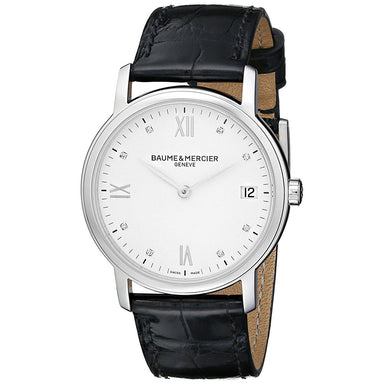 Baume & Mercier Classima Automatic Diamond Automatic Black Leather Watch MOA10146 
