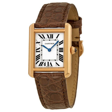 Cartier Tank Solo Quartz 18kt Rose Gold Brown Leather Watch W5200024 