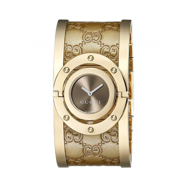 Gucci Twirl Quartz Brown Leather Watch YA112434 