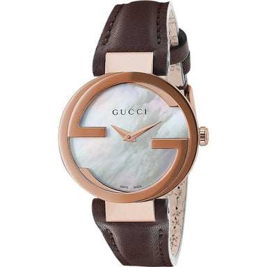 Gucci Interlocking-G Quartz Brown Leather Watch YA133516 