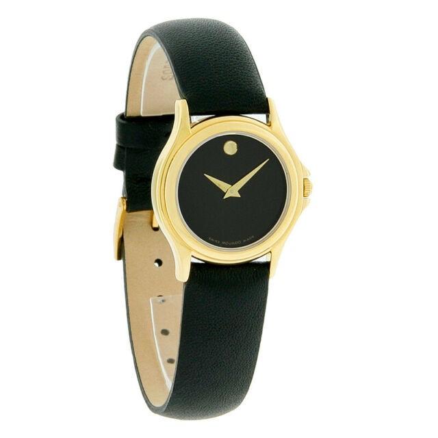 Movado Gentry Quartz Black Leather Watch 0602571 