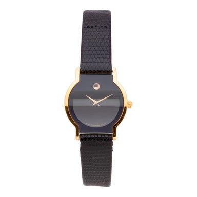 Movado Horizon Quartz Black Leather Watch 0602773 