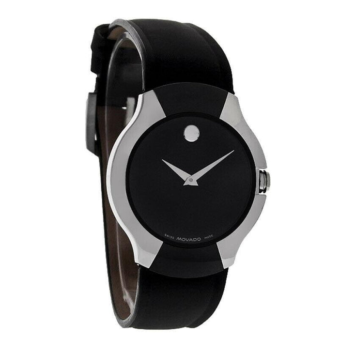 Movado Allia  Quartz Black Leather Watch 0604460 