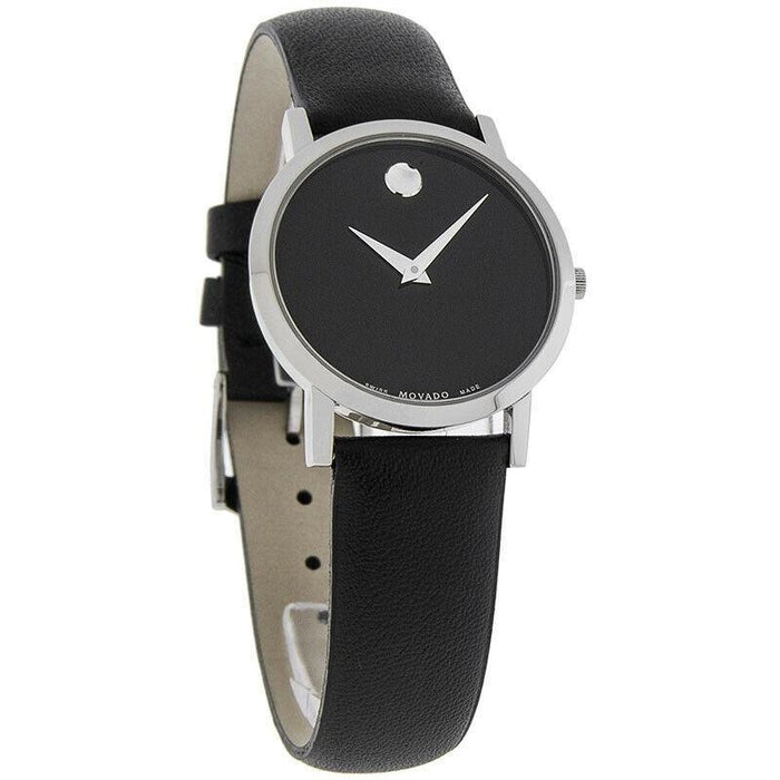 Movado Museum Quartz Black Leather Watch 0606130 