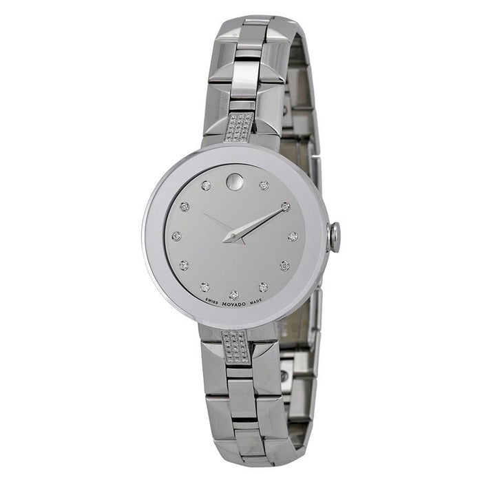 Movado Sapphire Quartz Diamond Stainless Steel Watch 0606815 