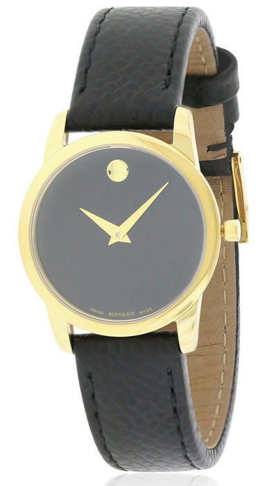 Movado Museum Quartz Black Leather Watch 0607016 