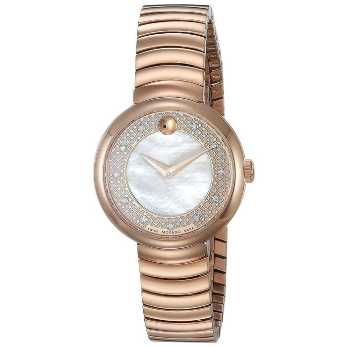 Movado Myla Quartz Diamond Rose-Tone Stainless Steel Watch 0607046 