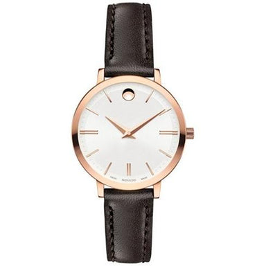 Movado Ultra Slim Quartz Brown Leather Watch 0607096 