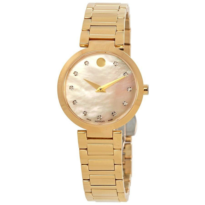 Movado Modern Classic Quartz Diamond Gold-Tone Stainless Steel Watch 0607105 