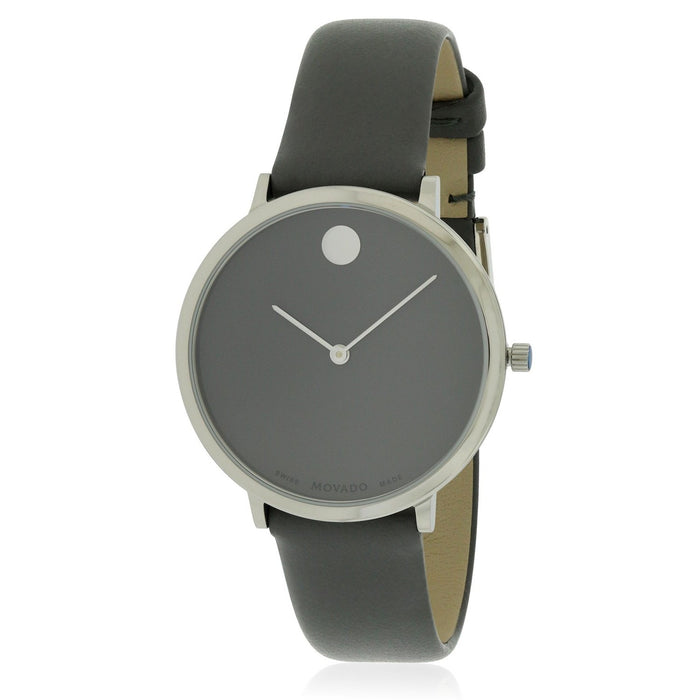 Movado Museum Quartz Dot Grey Leather Watch 0607144 