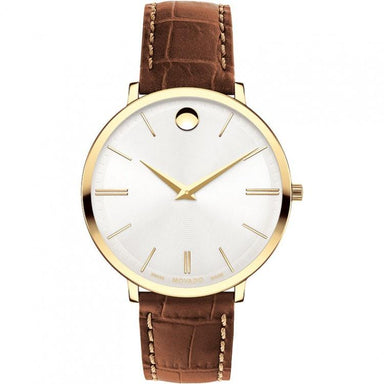 Movado Ultra Slim Quartz Brown Leather Watch 0607176 