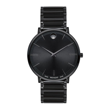 Movado Ultra Slim Quartz Black Stainless Steel Watch 0607210 