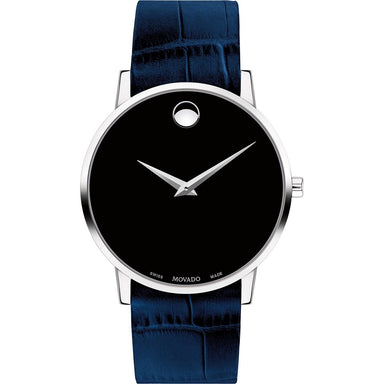 Movado  Quartz Dot Blue Leather Watch 0607221 