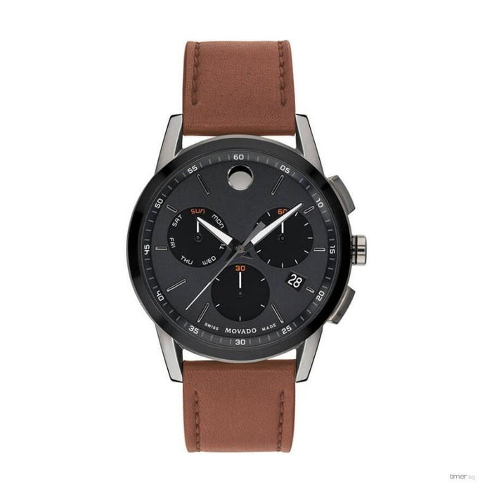 Movado Museum Sport  Quartz Chronograph Brown Leather Watch 0607290 