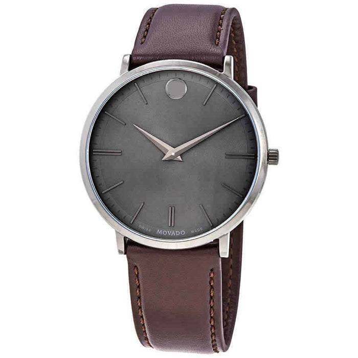Movado Ultra Slim Quartz Brown Leather Watch 0607377 