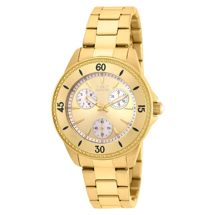 Invicta Women's 22969 Angel Quartz Multifunction White, Gold Dial Watch