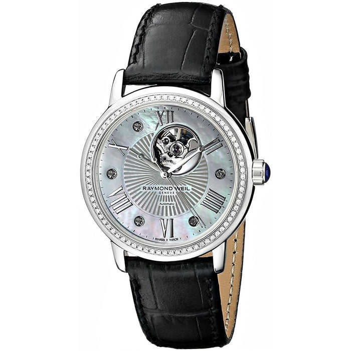 Raymond Weil Maestro Automatic Diamond Automatic Black Leather Watch 2627-SLS-00965 