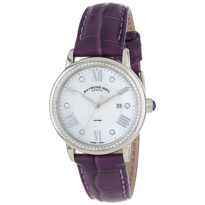 Raymond Weil Maestro Quartz Diamond Purple Leather Watch 2637-SLS-00966 