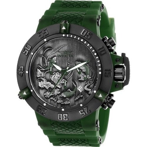 Invicta Men's 26563 Subaqua Quartz 3 Hand Black, Silver, Green Dial Watch