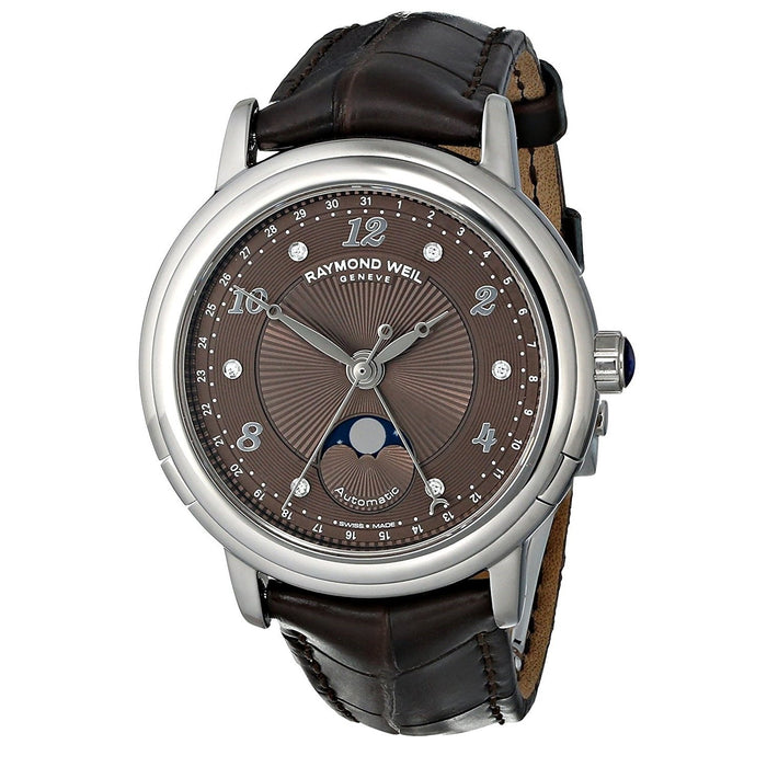 Raymond Weil Maestro Automatic Automatic Moonphase Diamond Brown Leather Watch 2739-L2-05785 