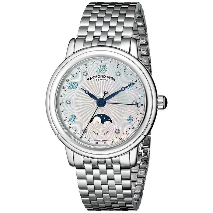 Raymond Weil Maestro Quartz Moonphase Diamond Stainless Steel Watch 2739-ST-05985 