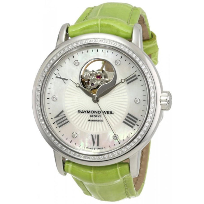 Raymond Weil Maestro Quartz Diamond Green Leather Watch 2827-LS5-00966 
