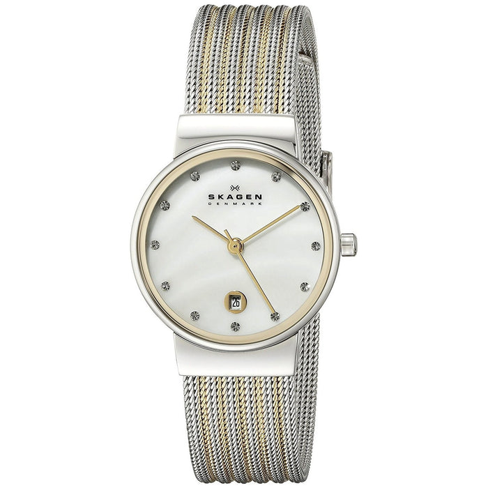 Skagen Ancher Quartz Crystal Two-Tone Stainless Steel Watch 355SSGS 
