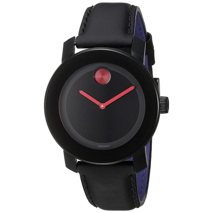 Movado Bold Quartz Black Leather Watch 3600161 