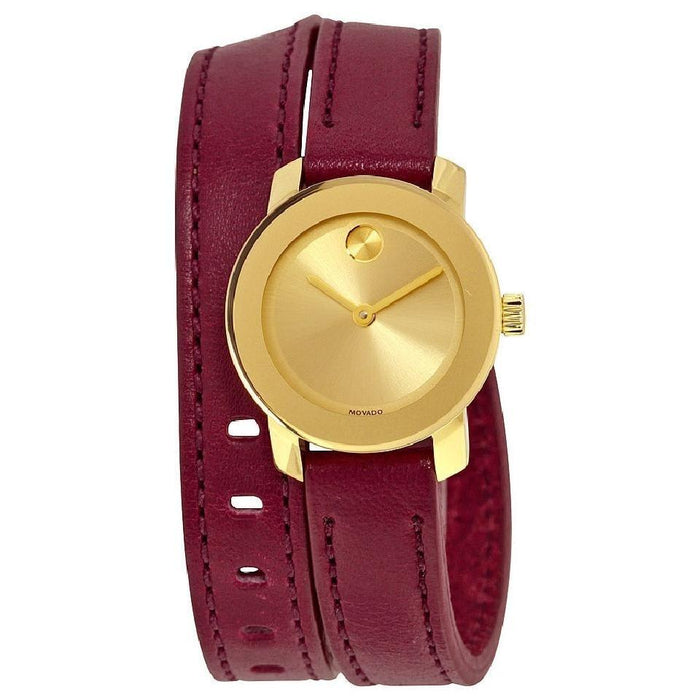 Movado Bold Quartz Burgundy Leather Watch 3600344 