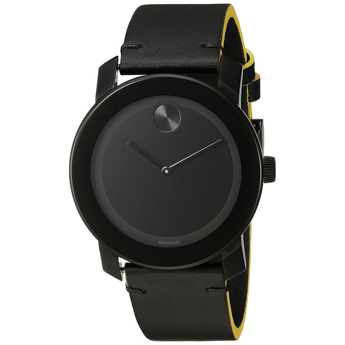 Movado Bold Quartz Black Leather Watch 3600352 
