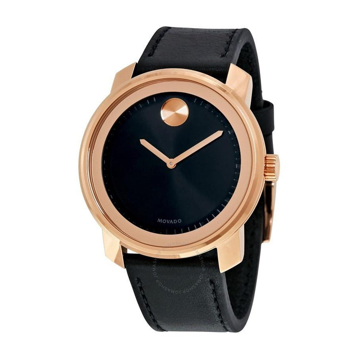 Movado Bold Quartz Black Leather Watch 3600376 