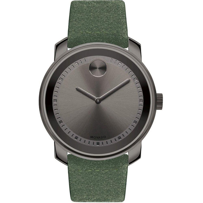 Movado Bold Quartz Dot Green Leather Watch 3600448 