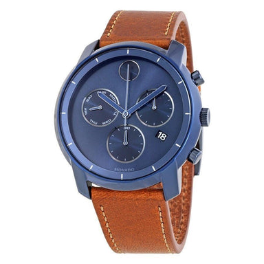 Movado Bold  Quartz Chronograph Brown Leather Watch 3600476 