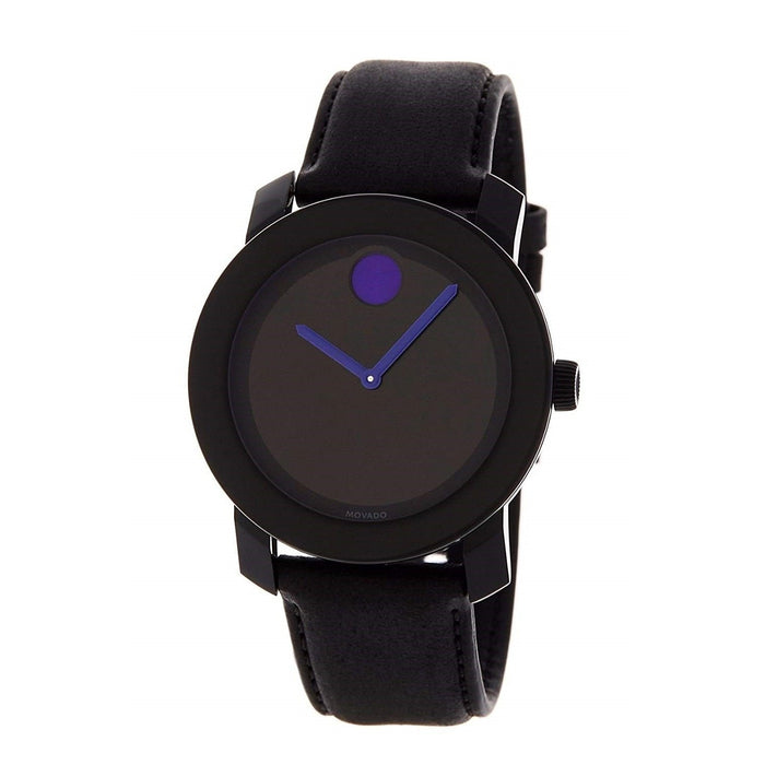 Movado Bold Quartz Black Leather Watch 3600479 