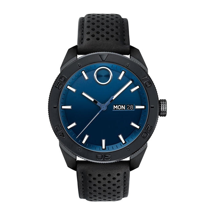 Movado Bold Quartz Black Leather Watch 3600495 