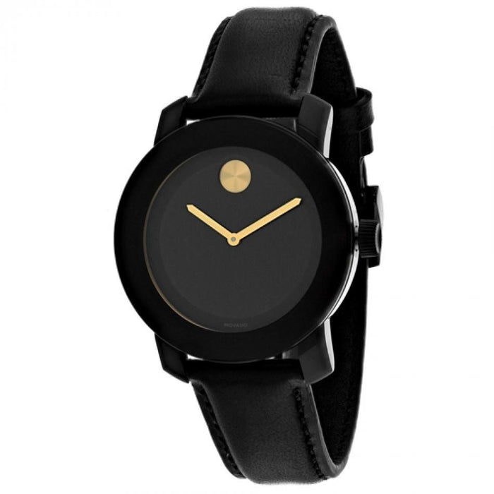 Movado Bold Quartz Black Leather Watch 3600527 