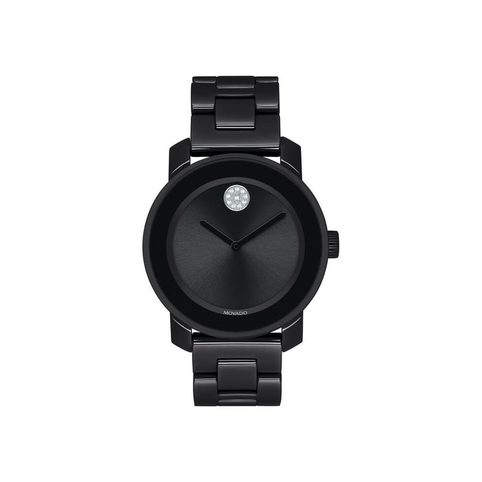 Movado Bold Quartz Crystal Black Ceramic Watch 3600535 