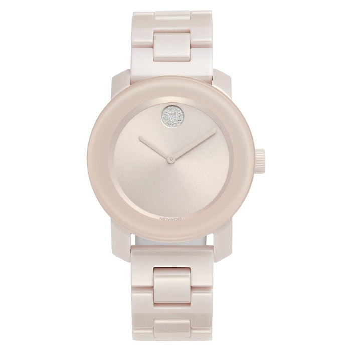 Movado Bold Quartz Crystal Pink Ceramic Watch 3600536 