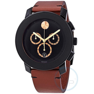 Movado TR90 Quartz Chronograph Brown Leather Watch 3600540 