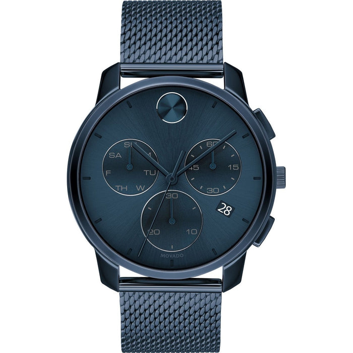 Movado Bold Quartz Chronograph Blue Stainless Steel Watch 3600633 
