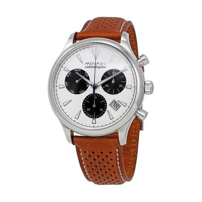 Movado Heritage Quartz Multi-Function Brown Leather Watch 3650008 
