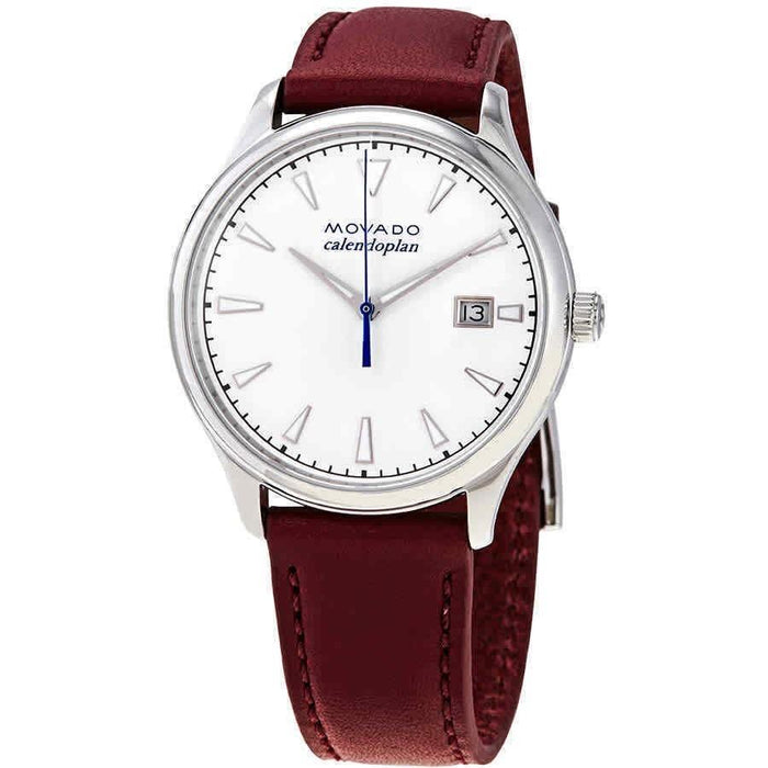 Movado Heritage Calendoplan Quartz Red Leather Watch 3650032 