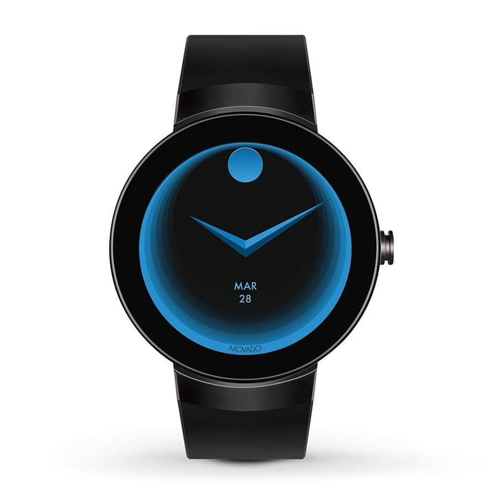 Movado Connect 300 MAH 1 Day Smartwatch Androis IOS NFC Payment Bluetooth Microphone Accelerometer Gyroscope Ambient Light Sensor Black Silicone Watch 3660018 