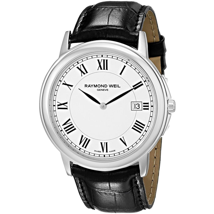 Raymond Weil Tradition Quartz Black Leather Watch 54661-STC-00300 