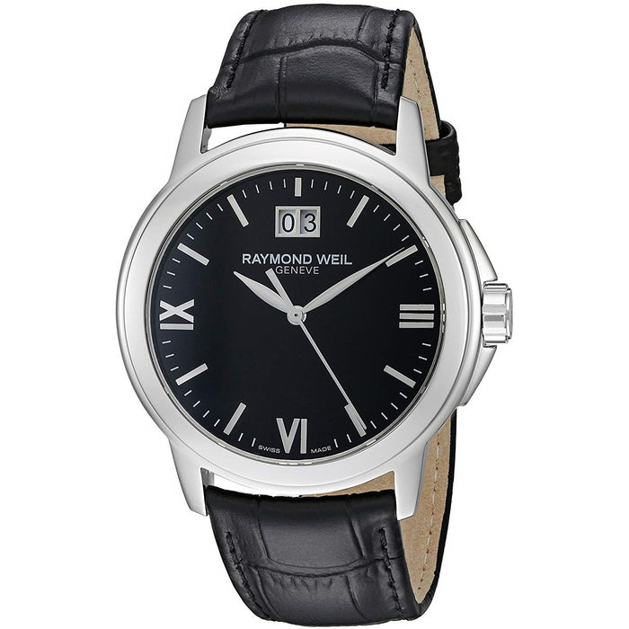 Raymond Weil Tradition Quartz Black Leather Watch 5576-ST-00207 