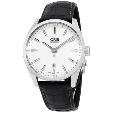 Oris Artix Date Automatic Black Leather Watch 73376424051LSBLK 