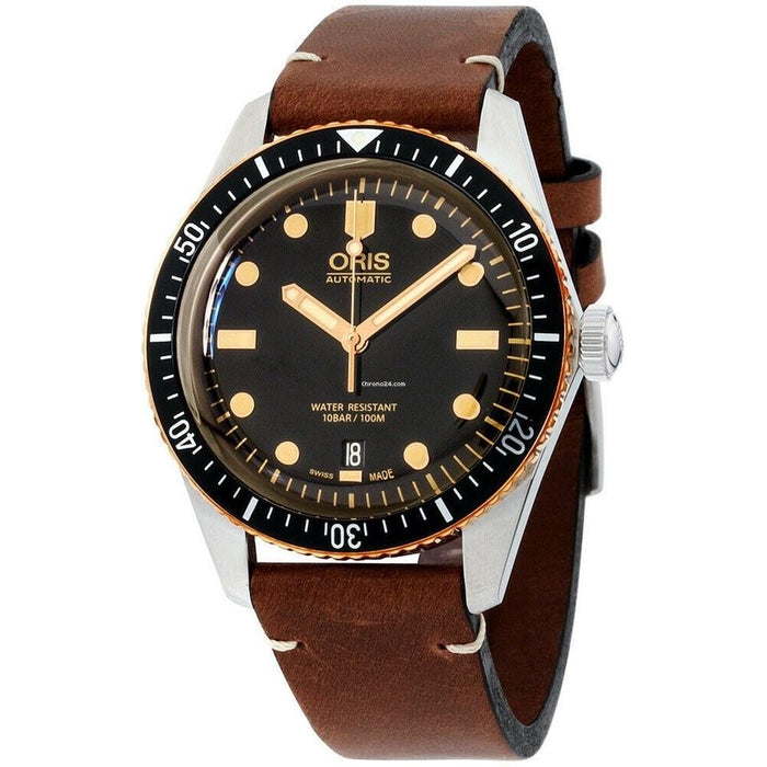 Oris Divers Sixty-Five Automatic Brown Leather Watch 73377074354LSDRKBRN 