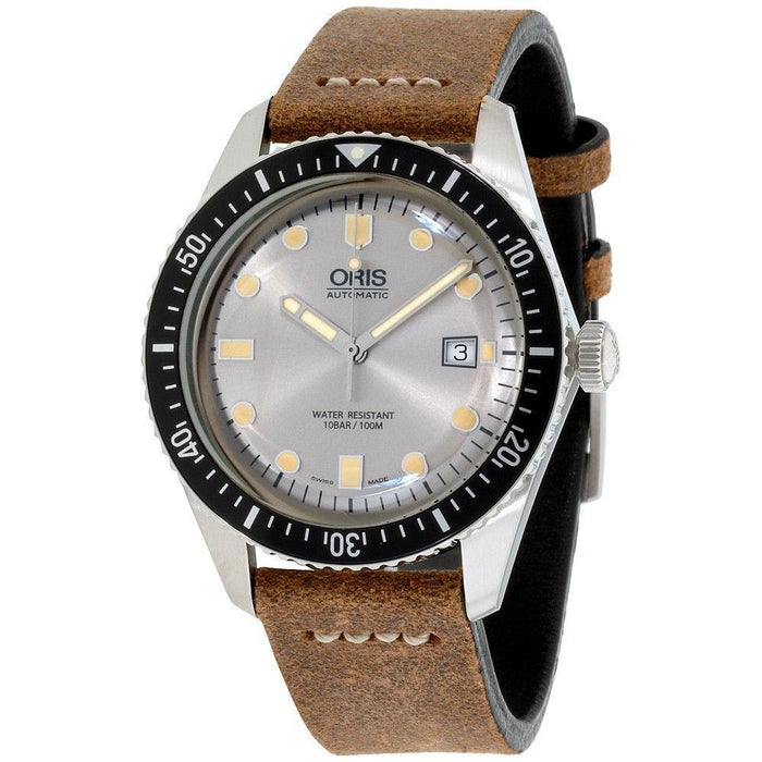 Oris Divers Sixty-Five Automatic Brown Leather Watch 73377204051LSBRN 