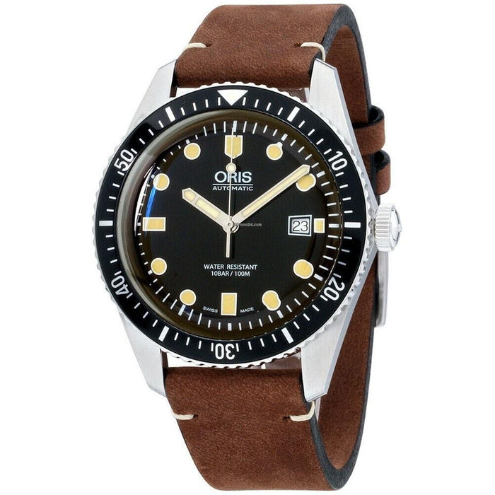 Oris Divers Sixty-Five Automatic Brown Leather Watch 73377204054LSBRN 